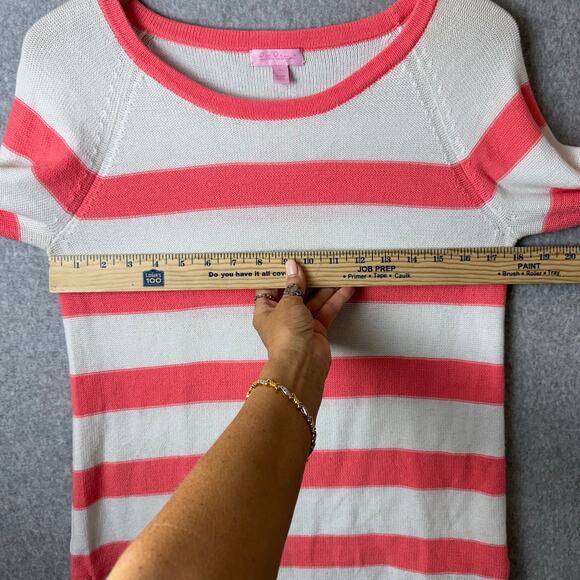Lilly Pulitzer Sweater Womens Sz Large Striped Preppy Cotton Casual Minimalist - Picture 5 of 10